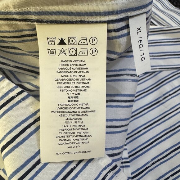 Michael Kors Mens Slim Fit XL Blue & White Striped Button-Down Shirt - Picture 5 of 9